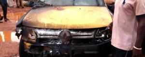 Un véhicule Bénin - Taxi prend feu à Abomey-Calavi