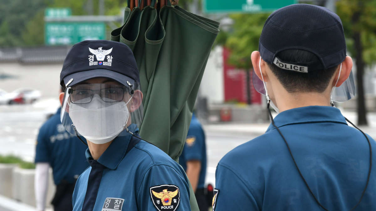 Des policiers coréens .Ph : JUNG YEON-JE / AFP